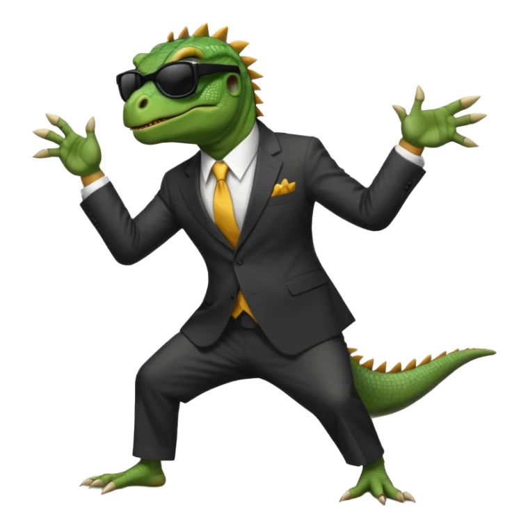 capitalist iguana banker godfather with black sunglasses breakdance no problem sticker