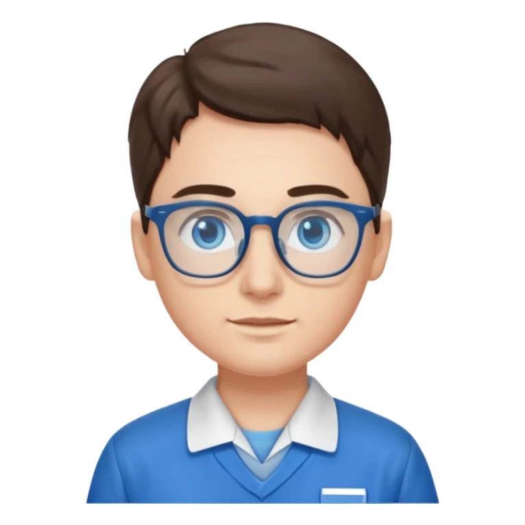 Generate from my photo blue eyes with glasses wearing care blue uniform sticker