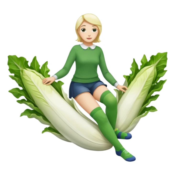  👩🏼 en chaussette, dans une endive géante, sticker