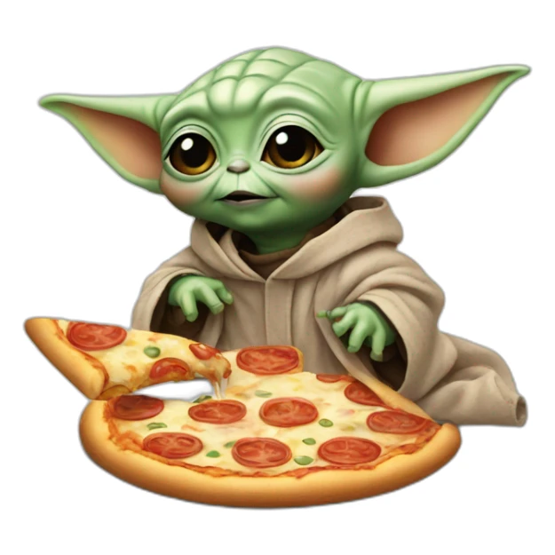 Baby yoda eating pizza sticker