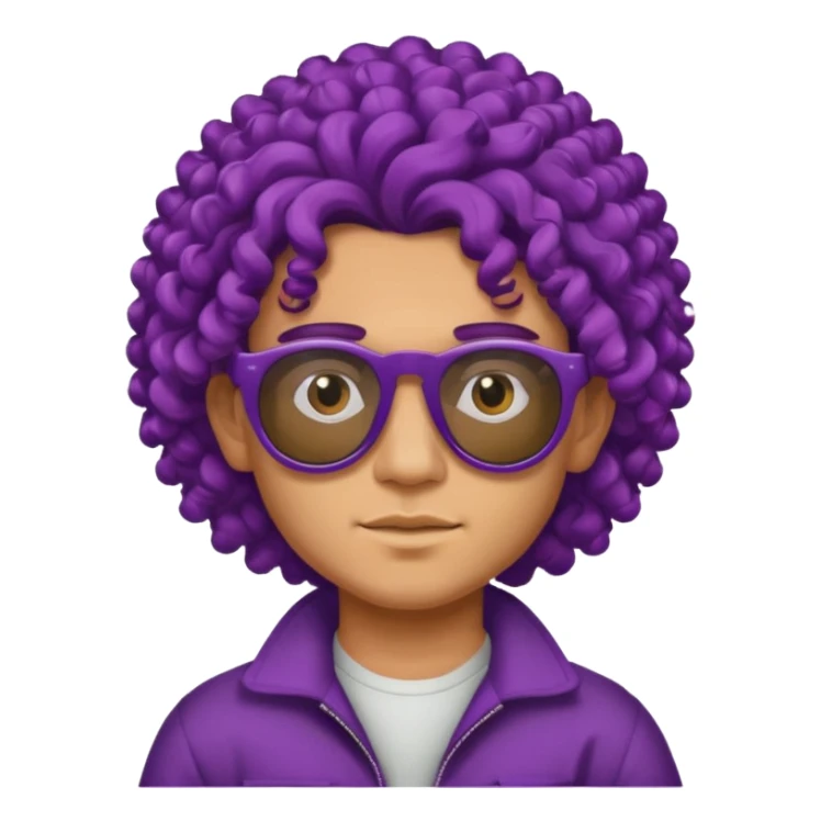 purple haired, curly big haired mexican boy with sunglassess sticker