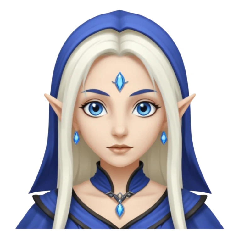 Dark elf sorceress with white long hair with blue eyes sticker