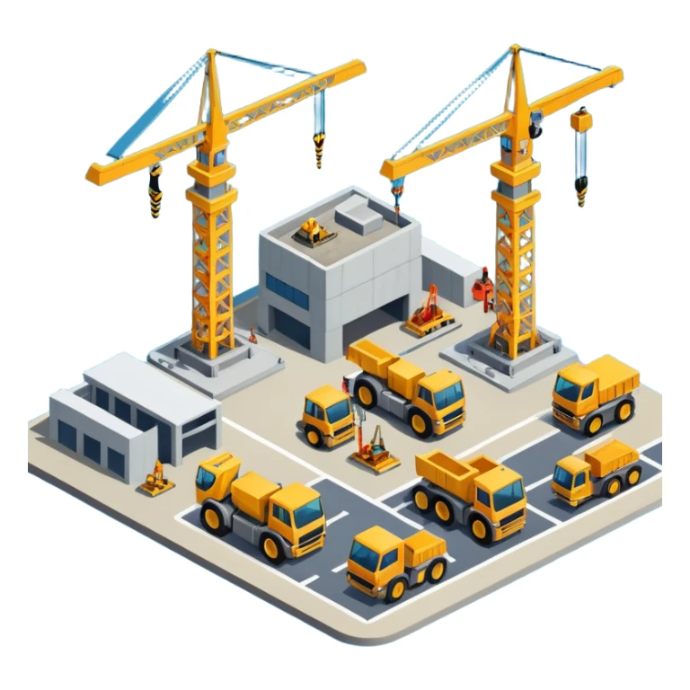 isometric construction site of airport sticker