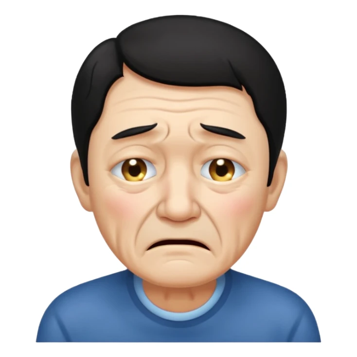 old man crying with black hair sticker