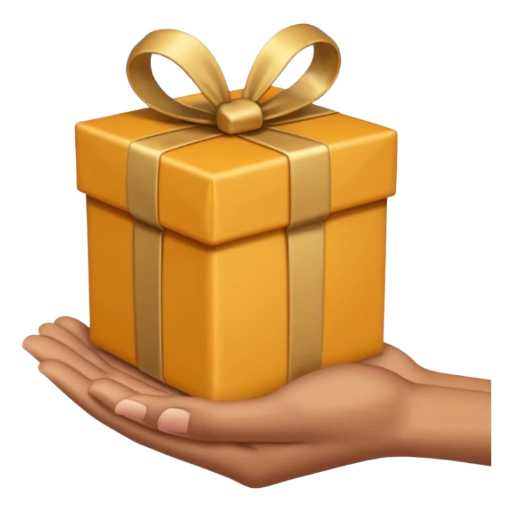hand extending a gift, apple emoji style, simple, clear, no text sticker
