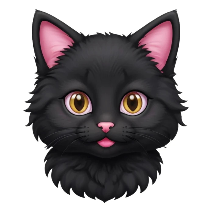 A photo-realistic digital illustration of a cute black kitten sticker