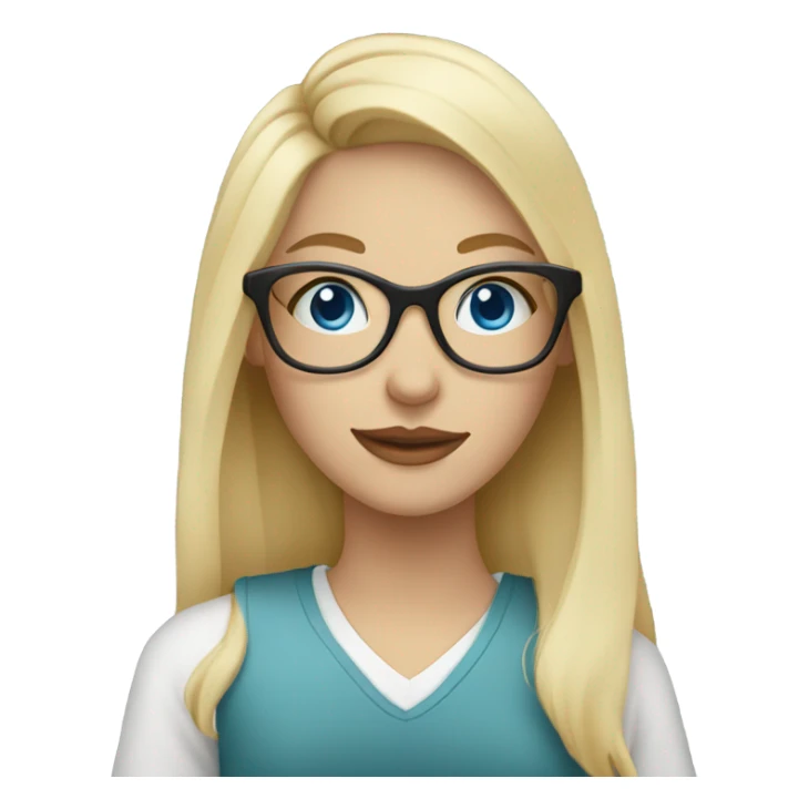 Blond girl with blue eyes wearing glasses drinking coffee  sticker