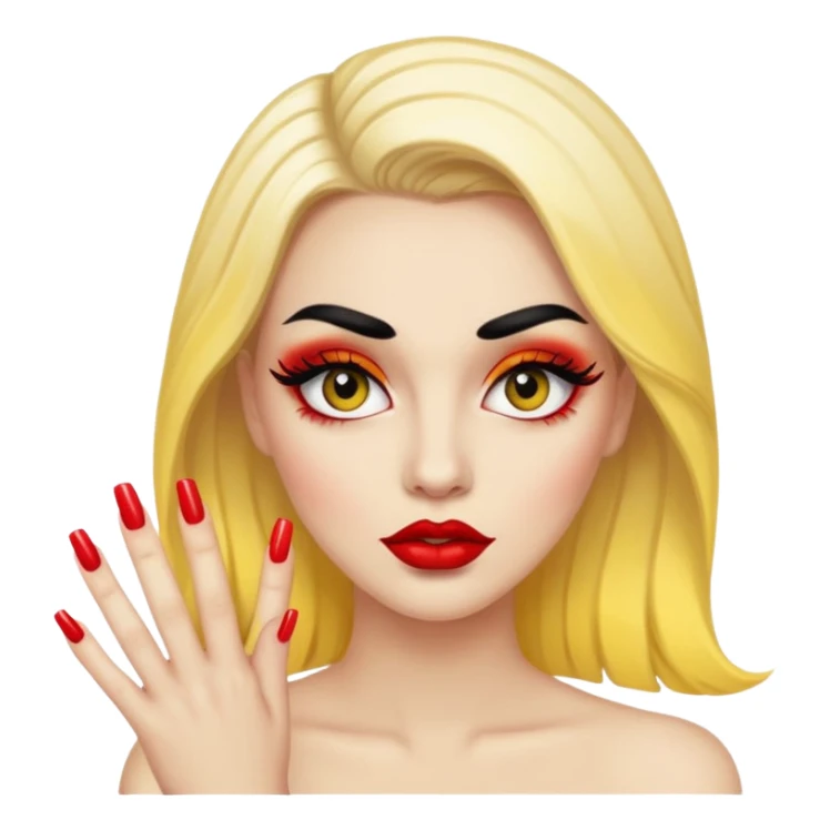 Baddie with nails and lashes ios yellow face big lips big long lashes  sticker