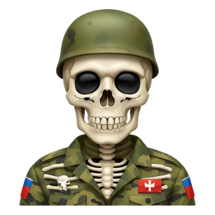 generate a ultra realistic skeleton in Russian military camouflage sticker