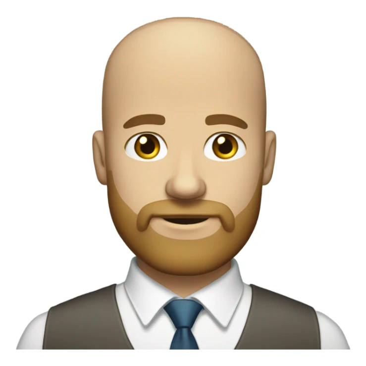 Bald man light brown hair, thick beard, Shirt and tie sticker