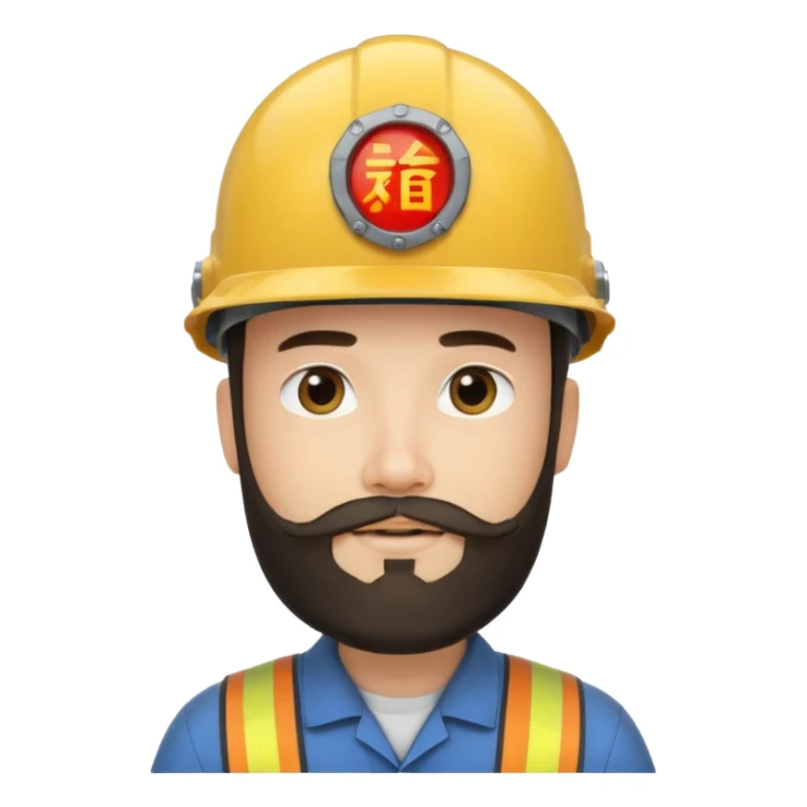 Ingeniero con barba y con casco y letra china minipeka   sticker