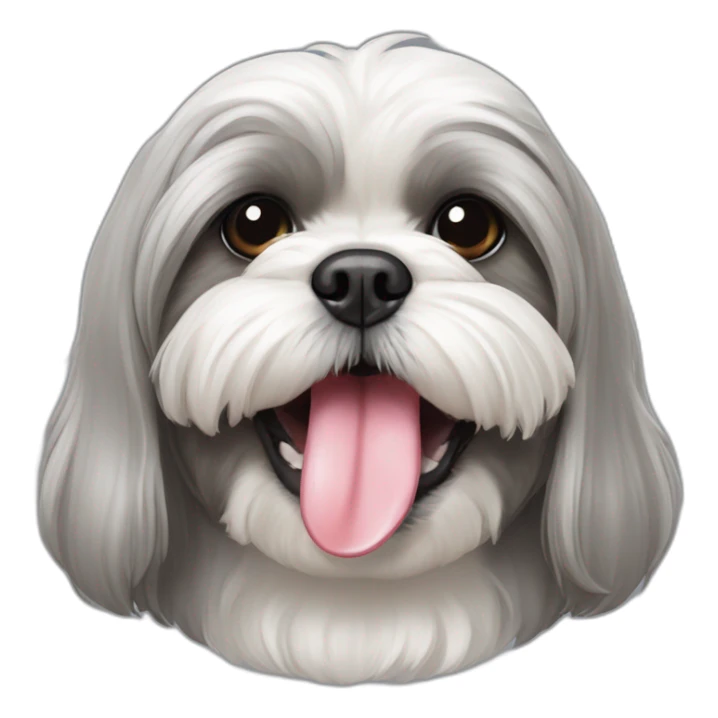 grey shih tzu tongue out with white hood sticker