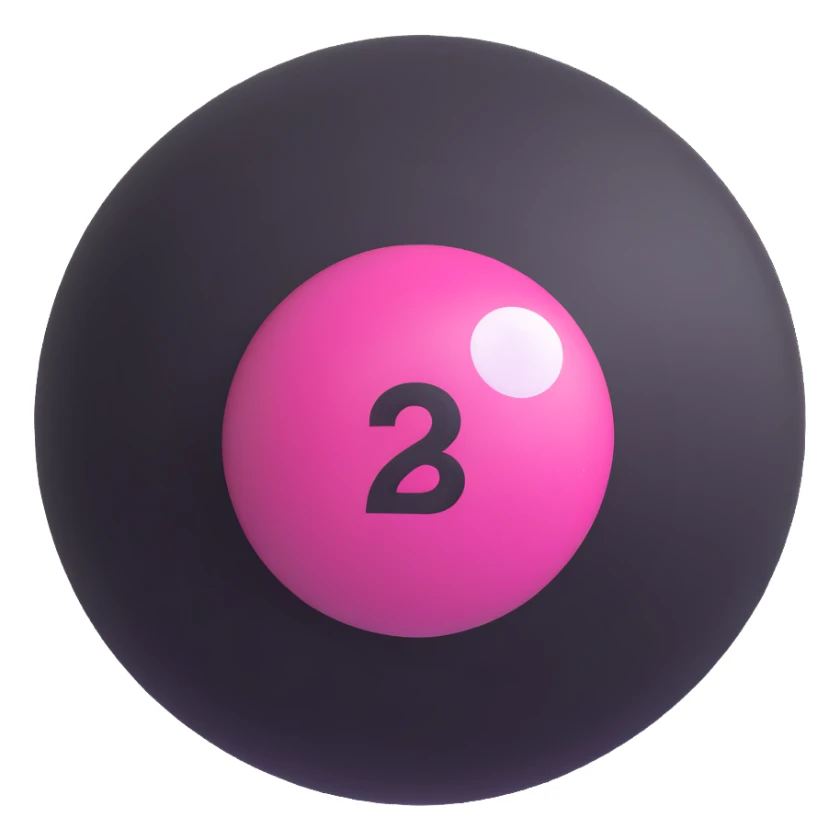 pink billiard ball with the number 23 inside a white circle sticker