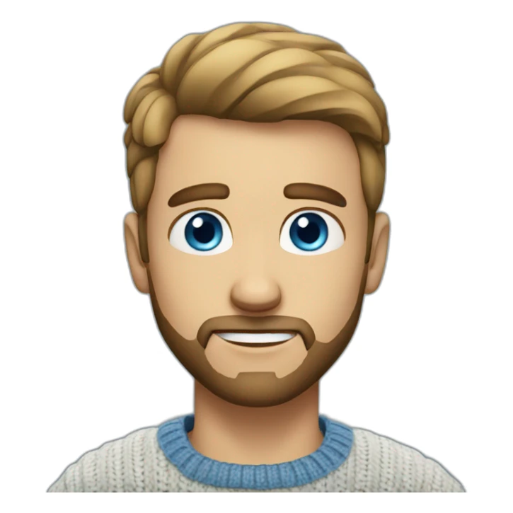guy with a short haircut and blue eyes, short beard in a sweater sticker