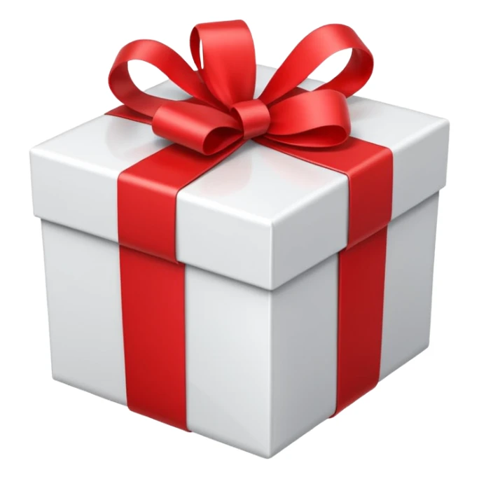 white gift box with ribbon sticker