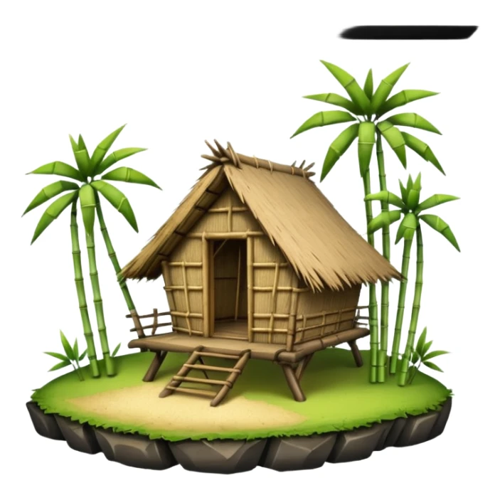 bamboo hut in Volcano Island sticker