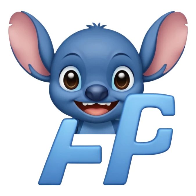 Stitch with the alphabet f sticker