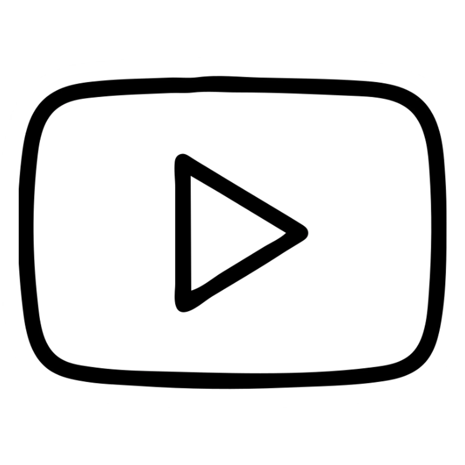 YouTube icon, outlined style, minimal, black and white sticker