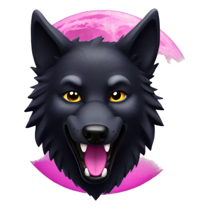 black wolf with maliciously smile at the magenta moon sticker