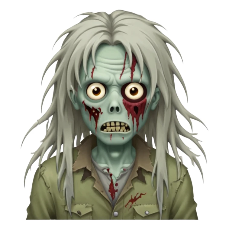 Zombie with long hair Infront of his face sticker