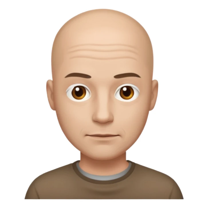 powder white skin bald man brown shirt sticker