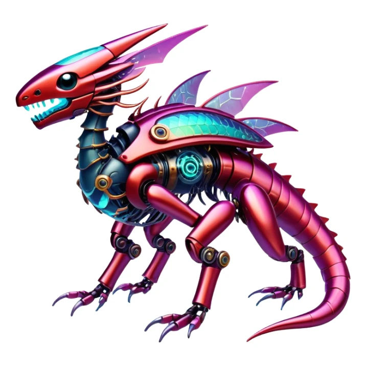  Epic legendary warm-colored reddish rare glowing mechanical Shiny sparkly transparent bioluminescent luminescent vibrant bright pastel dark exotic iridescent colorful gradients futuristic modern metallic glossy glittery fantasy-cyber-Fakémon-Vernid-creature sticker