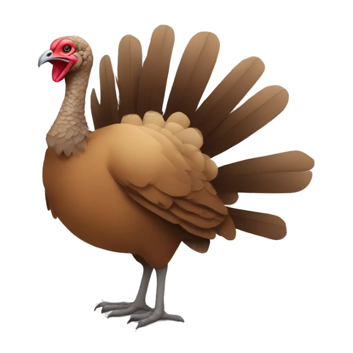 Minimalistic turkey emoji: A simple, stylized turkey with soft brown and tan feathers, sitting on a clean white background. sticker