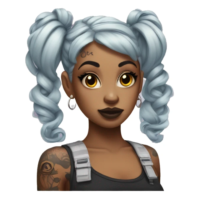 Tattooed girl with space buns and side bang sticker