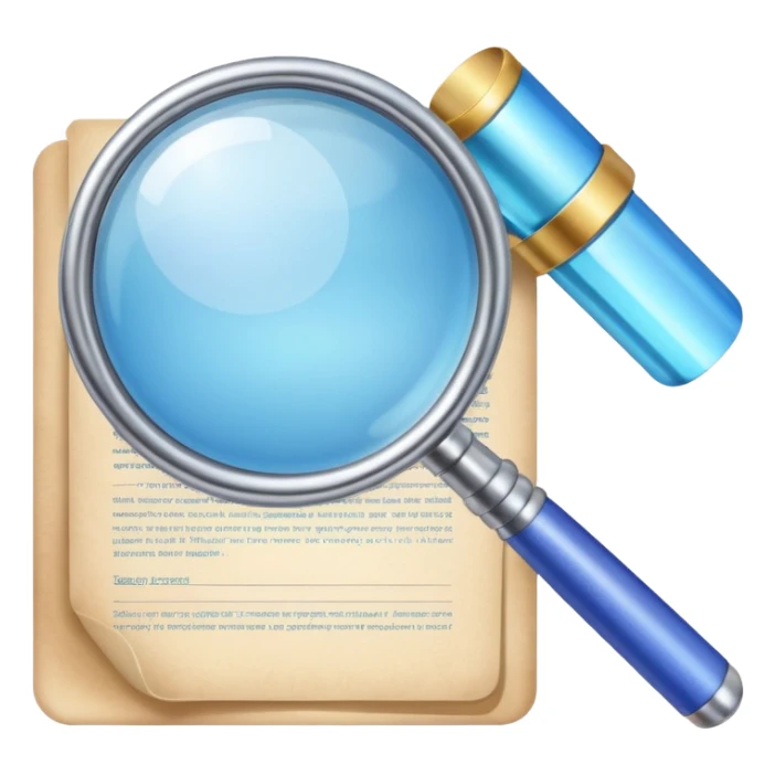 a magnifying glass over a contract in pastel and modern blue color sticker