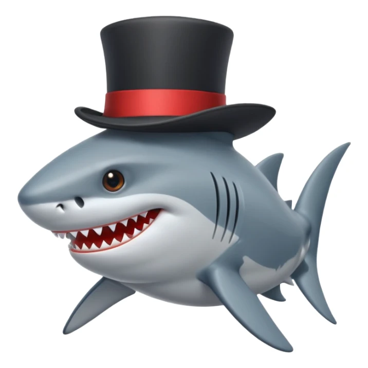 Shark with a top hat sticker