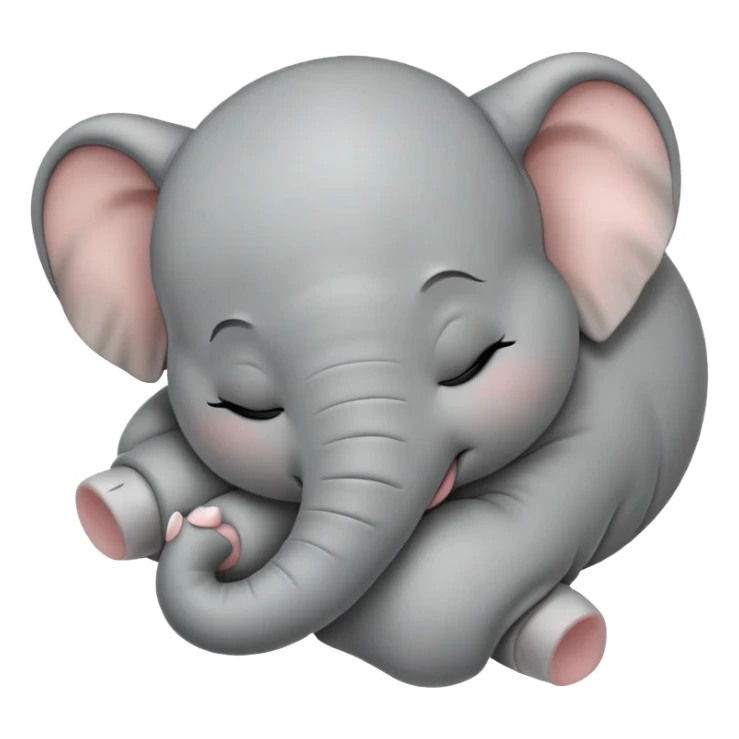 meme-worthy-cute-sleeping-baby-elephant-portrait-emoji,-head-resting-peacefully-with-a-contented-smile,-showcasing-a-delightfully-tiny-build-and-a-luxuriously-soft-gray-hide,-eyes-shut-in-a-serene,-restful-nap,-simplified, eyes closed sticker