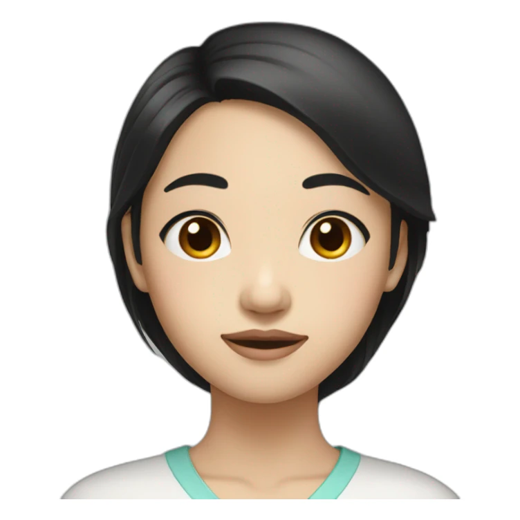 asian girl with black long hair and black eyes sticker