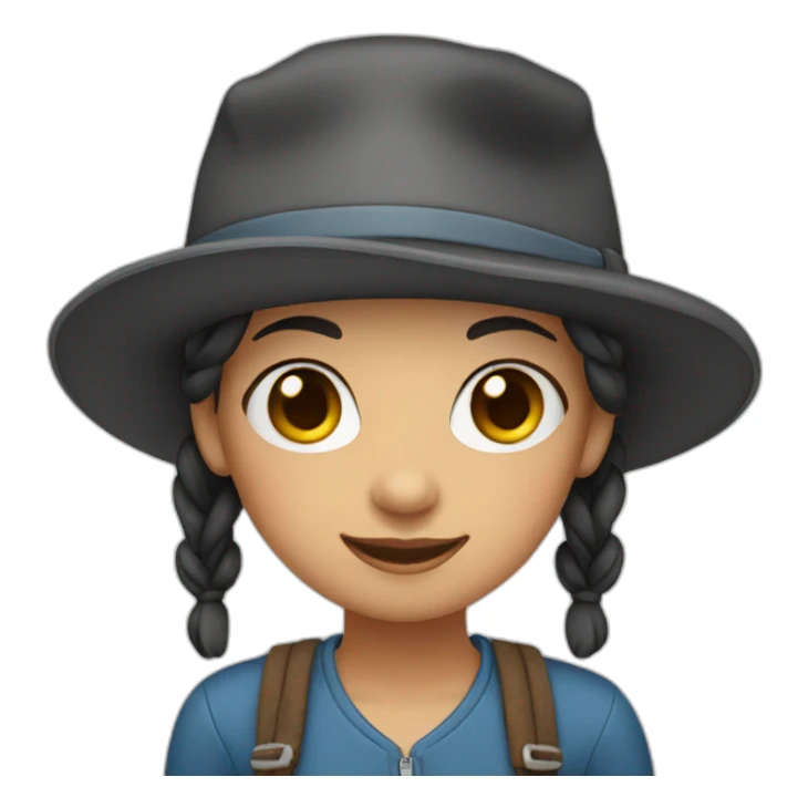 a girl with pigtails in a hat sticker