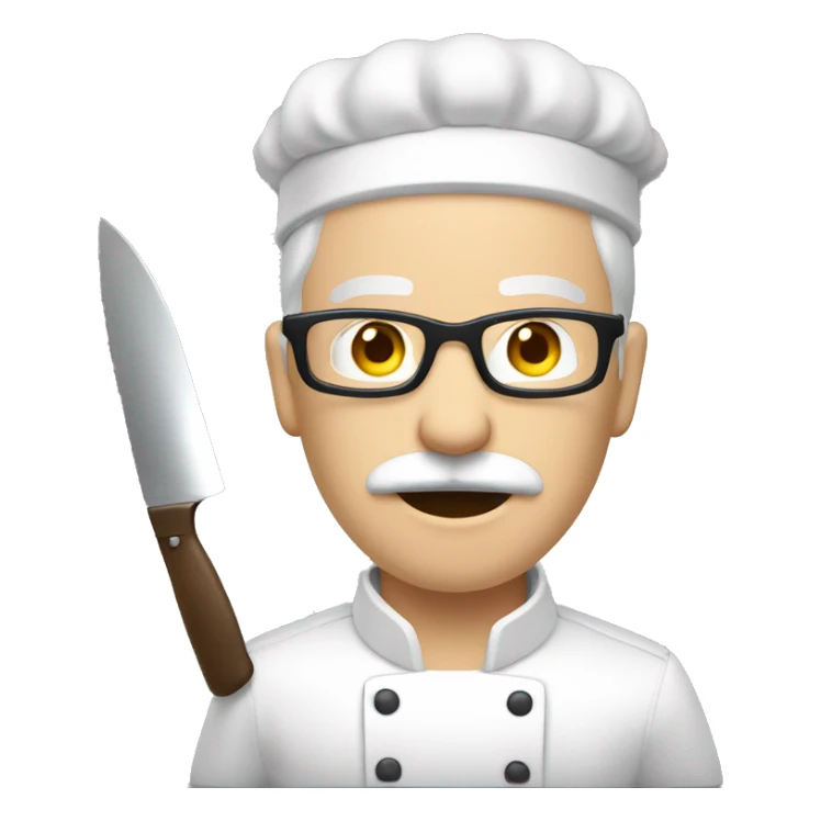 Pale Guy brown hair glasses moustache with knife cooking sticker