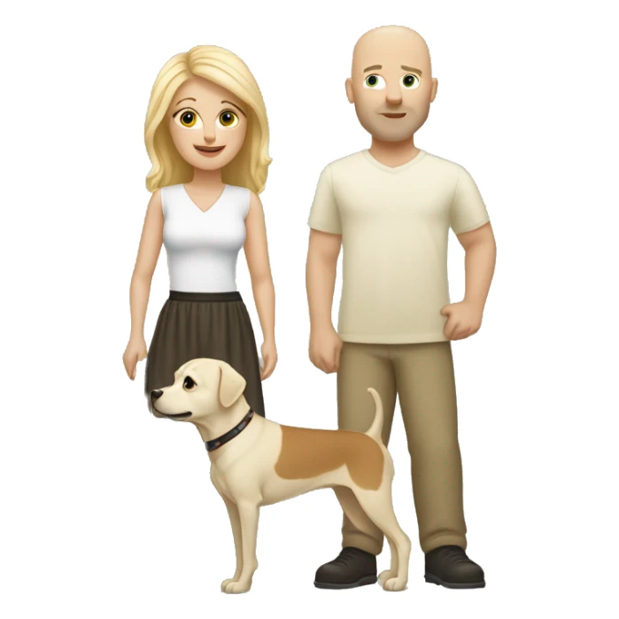 Bald Caucasian man and blonde woman with two small dogs  sticker