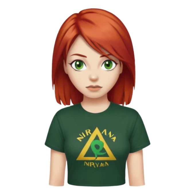 Ruiva com olhos verdes cabelo ruivo rockera camisa nirvana  sticker