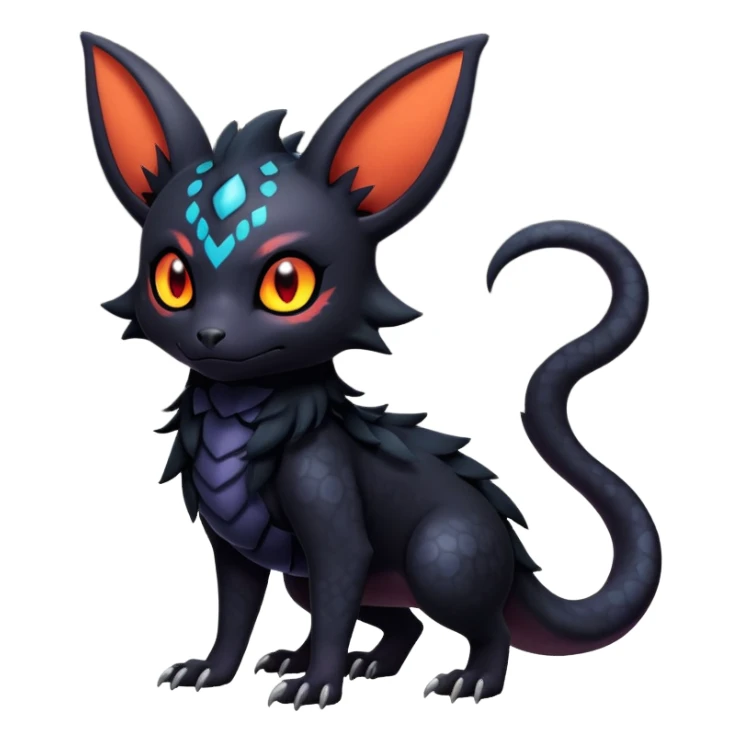 Salandit-Umbreon-Litten-Noibat-Fakémon-hybrid-creature (full body)  sticker