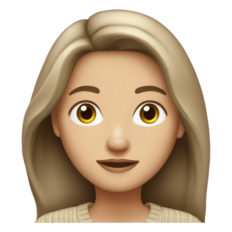 White woman brunette long hair beige color sweater  sticker