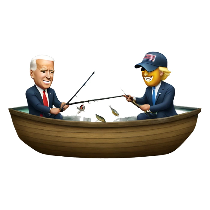 biden and trump fishing  sticker