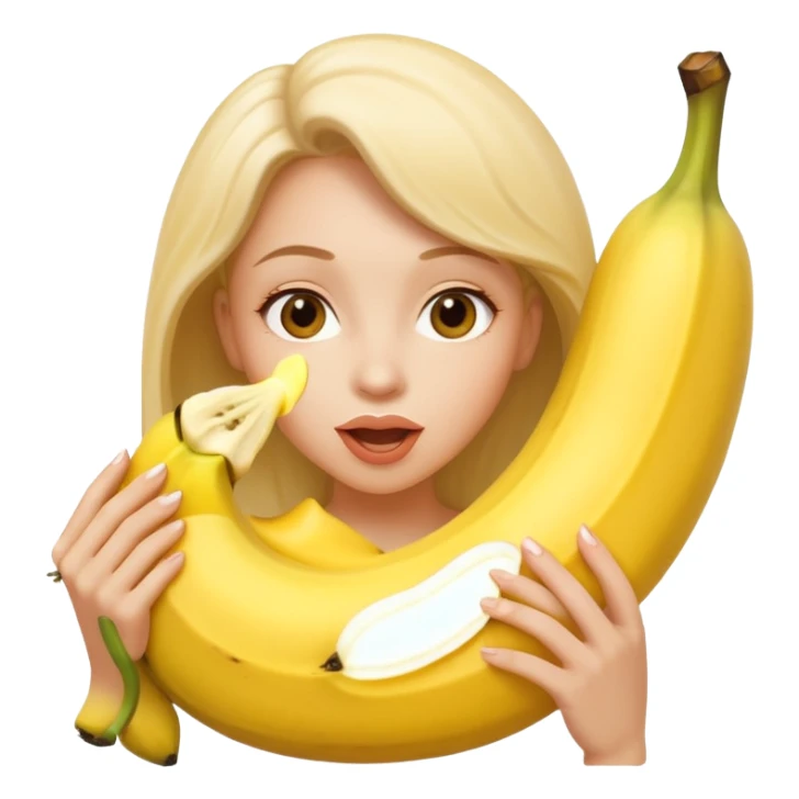Nude woman sucking on a big banana  sticker