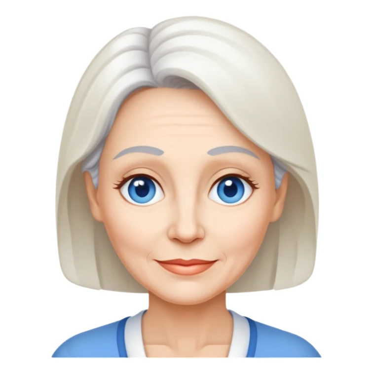 Pretty 50-year-old woman with uiblue and whit sticker