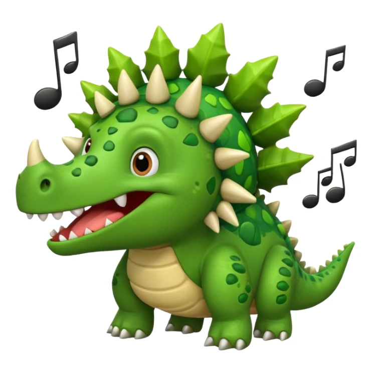 cartoon stegosaurus with music notes funny face sticker