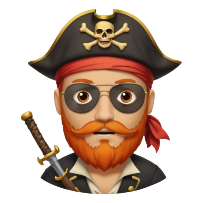 Pirata con un parche en el ojo y con barba anaranjado sticker