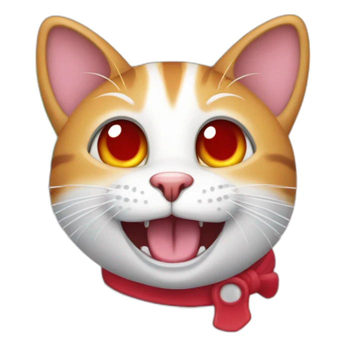 Cat, laughing, red eyes, blue tongue, rainbow furr sticker