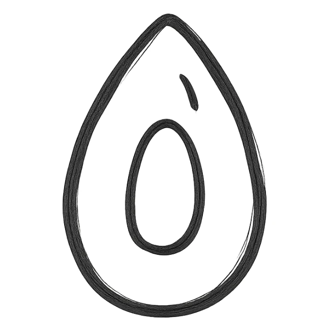 simple almond shape icon with small inner oval, abstract and minimal, black outline sticker