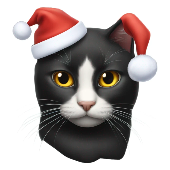ONE black cat and TWO blonde cats wearing Santa’s hats  sticker