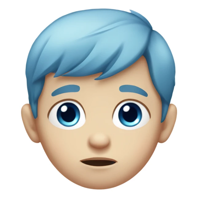 Sad baby Caucasian boy with blue eyes and blue hair sticker