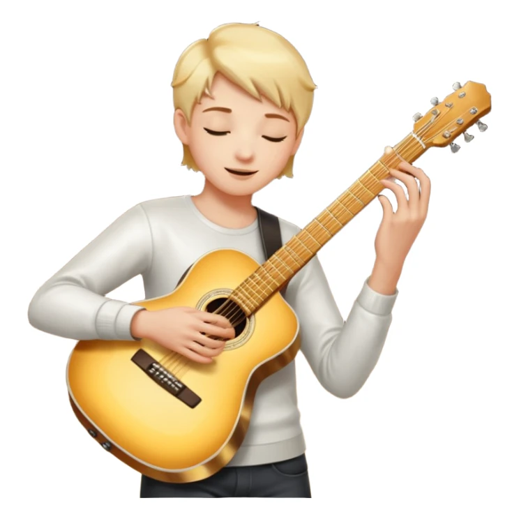 cinematic-realistic-guitar,-polished-metal,-warm-golden-reflections-dancing-along-its-surface,-soft-hands-carefully-positioned-over-the-keys,-glowing-with-an-elegant-and-airy-charm. sticker