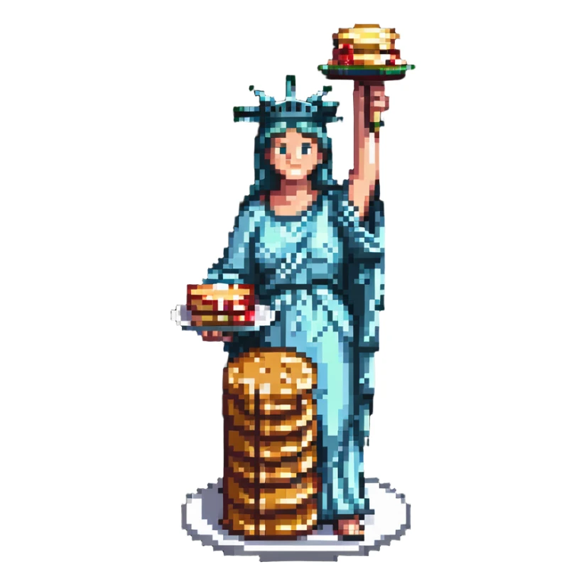 Statue of Liberty holding a stack of pancakes sticker