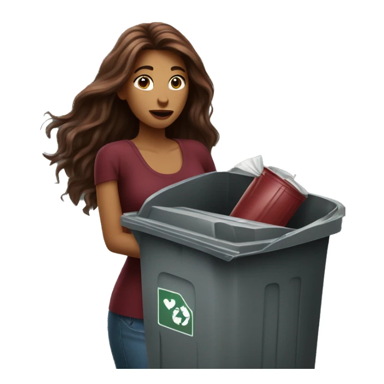 Beautiful burgundy long haired woman taking out the trash sticker
